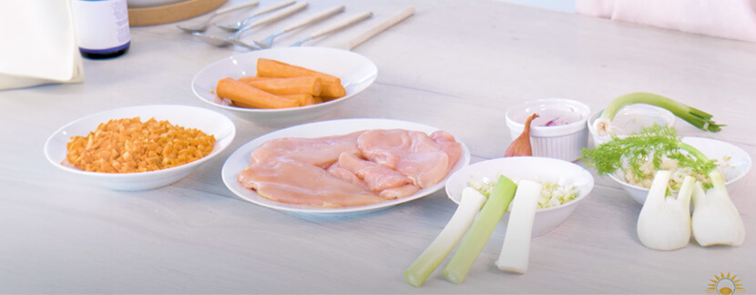 Suprême de poulet vapeur aux petits légumes avec Nutribiote Base (vidéo)